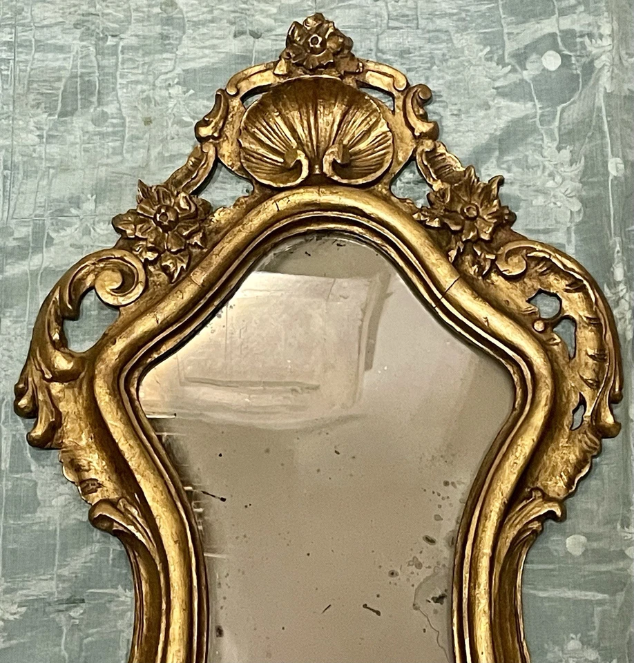 Miroirs Ancien 19èm XIXèm Bois sculpté doré Baroque Venise Grotesques Paire Rare - Photo 3/4