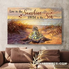 Turtle Beach, Live In The Sunshine Swim In The Sea, Poster Decor