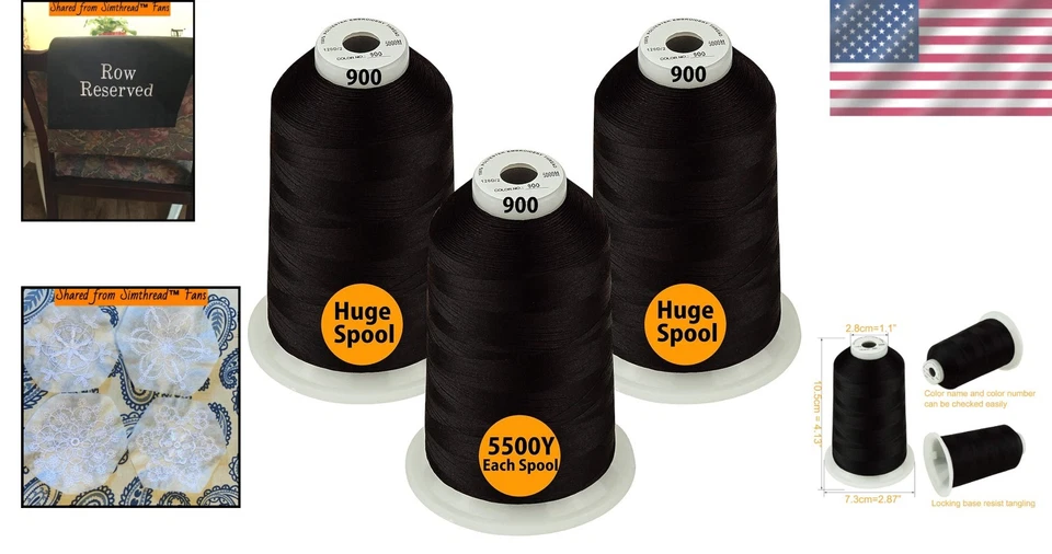 Embroidery Thread Polyester Huge Spool 5500Y for Sewing Machine Assorted Colors - Image 2 of 4