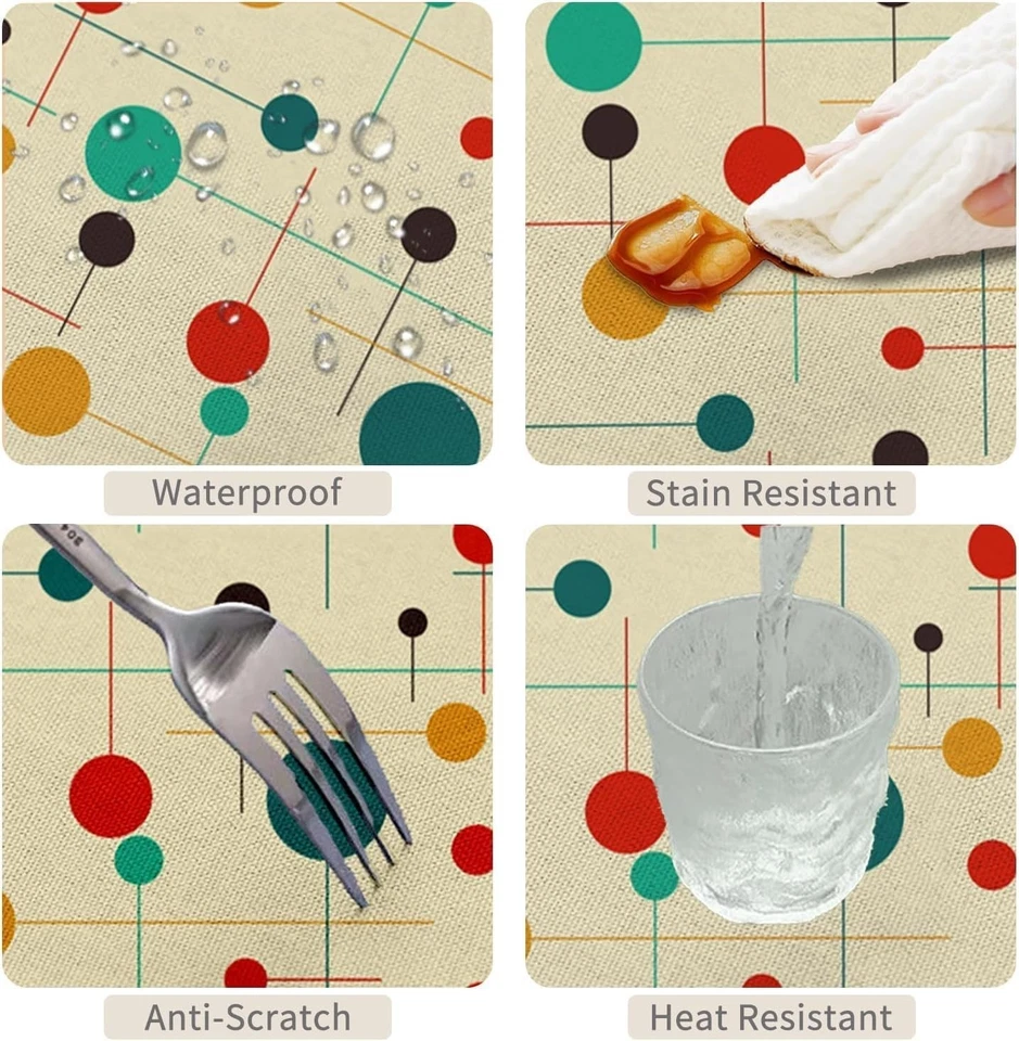 60x102inches Mid Century Rectangle Table Cloth Modern Atomic Retro Decorative Ta - Image 4 of 4