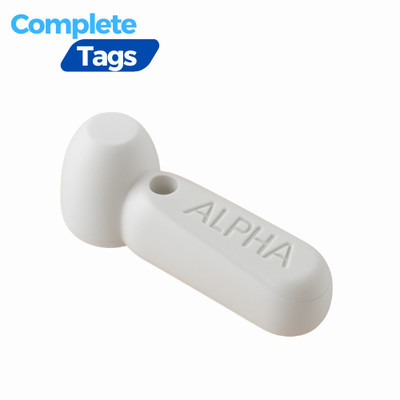 500 Alpha Fashion3 Accessory Tags AM White Regular Lock w/ Pins Sensormatic Comp