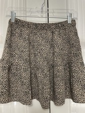 American Eagle Outfitters Leopard Print Elastic Waist Short Skirt XS Beige Black