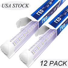 12Pcs 8FT LED Shop Light 144W T8 Linkable LED Light Fixture For Garage Warehouse