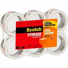 Scotch Long Lasting Storage Packaging Tape, 1.88" X 54.6 Yd, (6 ROLLS)
