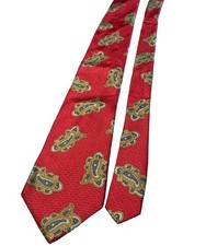 John Henry Mens Red Paisley Silk Tie Made in USA Vintage Necktie