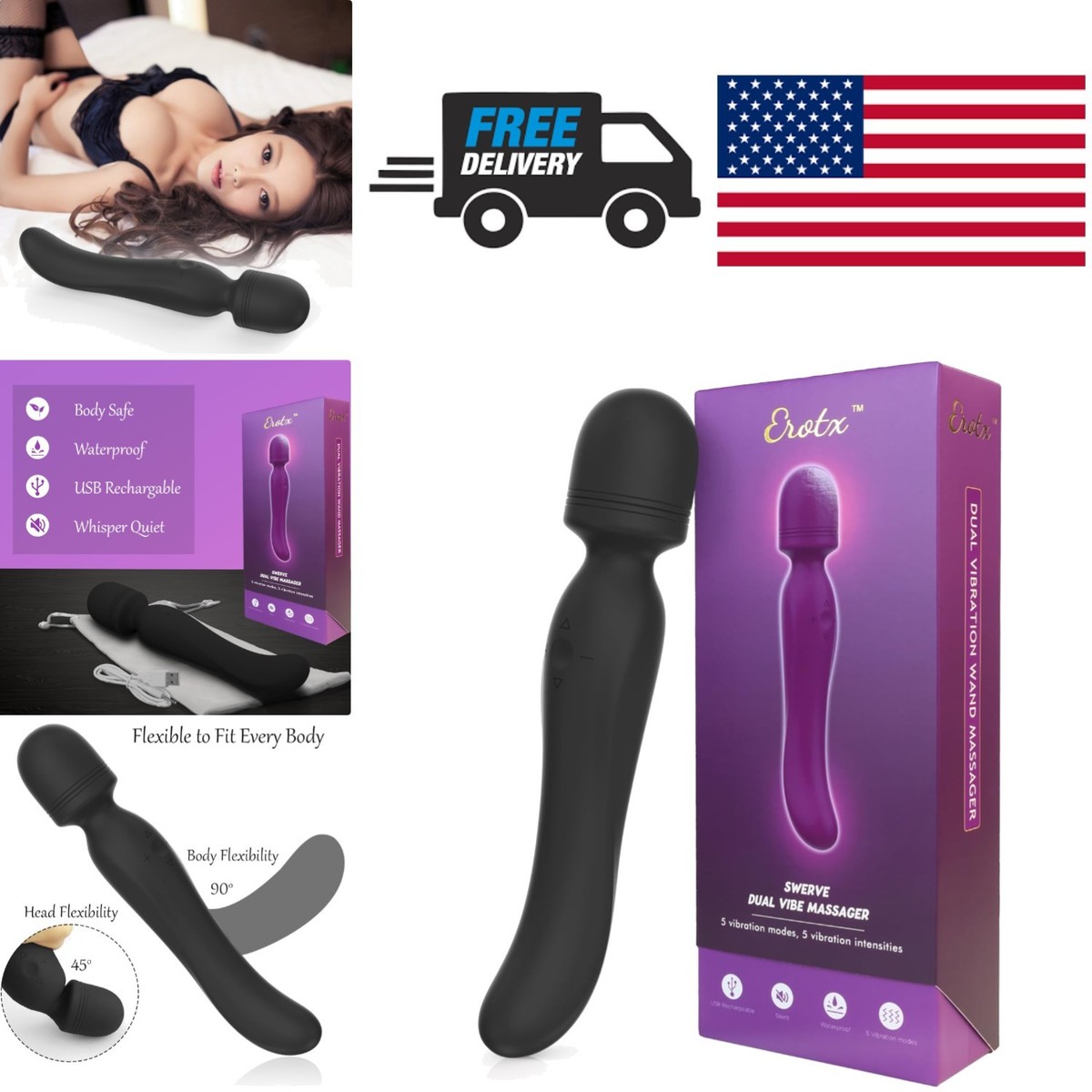 Dual Function Rechargeable Vibrator with 90 Degree Flex for Targeted  Pleasure