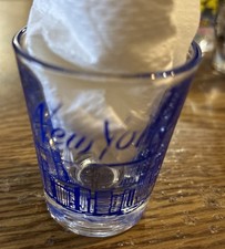 New York Skyline In Blue Souvenir Shot Glass