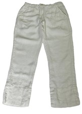 FLAX 100 Linen Cream Pant Size P Pull-On Elastic Waist With Pockets