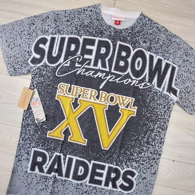 Mitchell Ness NFL Raiders Super Bowl XV Champions T Shirt Mens Medium Gray New