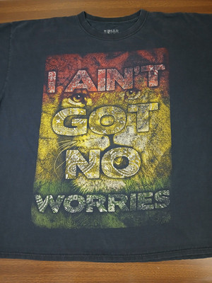 Bob Marley Lion T-shirt Size 3XL I Ain't Got No Worries Red Gold Green Graphic
