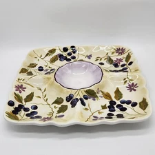 Tracy Porter Evelyn Collection Square Chip And Dip / Relish Tray Hand Painted 