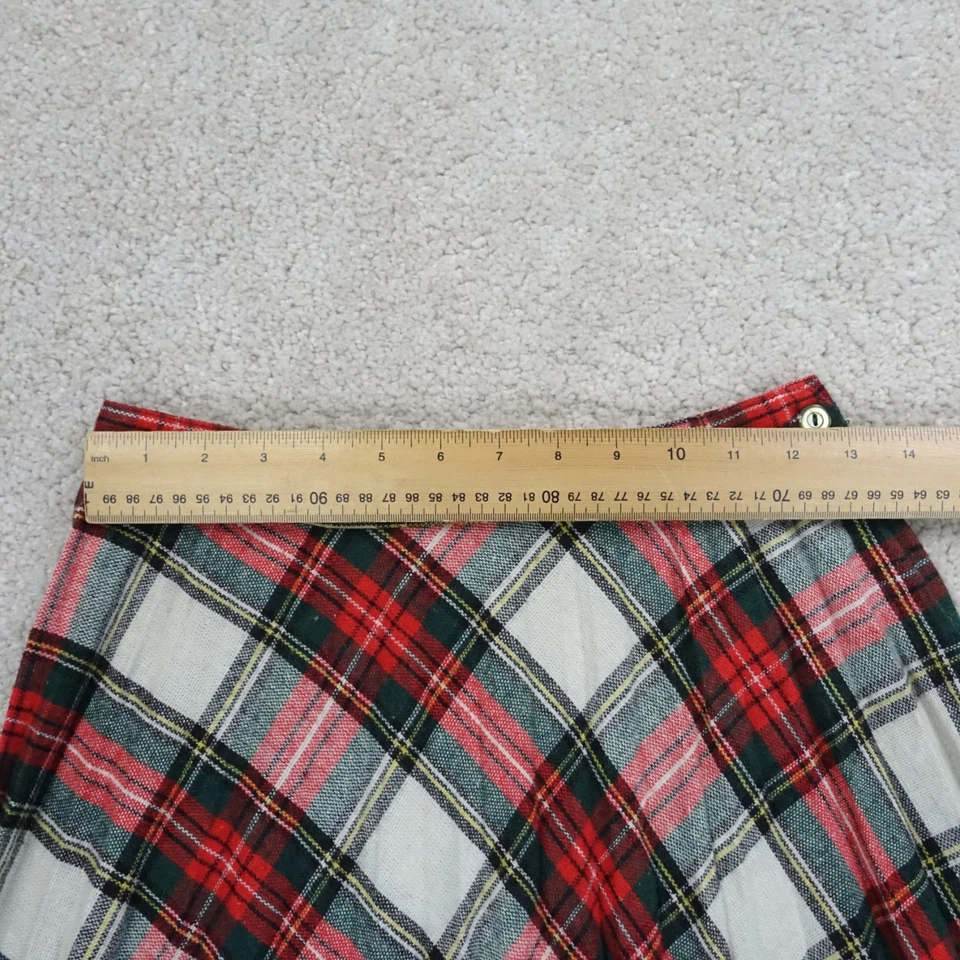 Falda midi vintage a cuadros escoceses tartán para mujer talla 6 W25 rojo verde mezcla de lana hecha en EE. UU. Foto 4 de 4