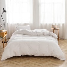 Bedding Duvet Cover Set 3 Pieces 100 Washed Cotton Duvet Cover Linen Like Te...