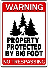 Warning Property Protected by Big Foot Vintage Tin Metal Signs Home D cor,Funny
