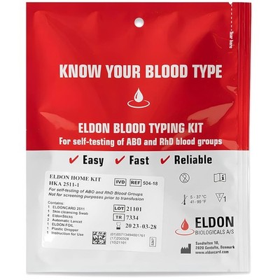 Home Blood Typing Kit - Extra Lancet Included