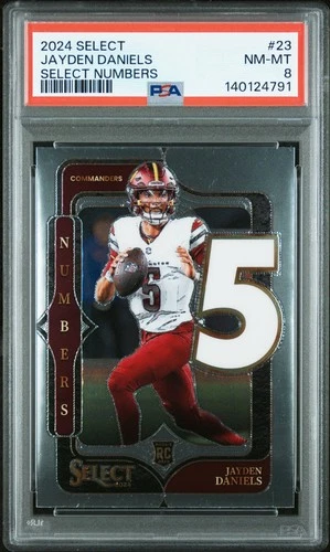 2024 PANINI SELECT SELECT NUMBERS #23 JAYDEN DANIELS ROOKIE RC PSA 8