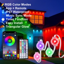 50Ft RGB Permanent Outdoor LED Eaves Lights – Smart APP Control IP67 Waterproof