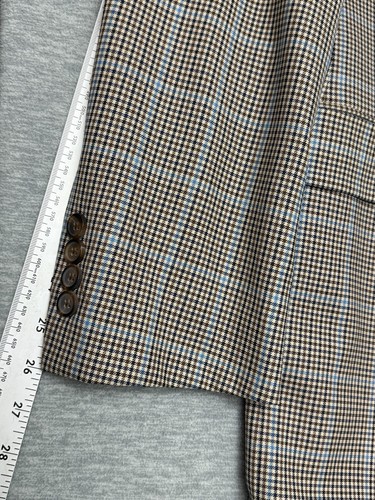 Brooks Brothers 346 Madison Fit Blazer Mens Size 40L Houndstooth Wool Brown Blue - Picture 8 of 12