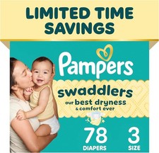 Pampers Swaddlers Diapers, Size 3 13-26 lbs , 78 Count