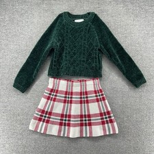 Tommy Bahama Matching Outfit Set Girls US 5/6 Green Sweater Skirt