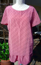 Damen Pyjama, kurze Hose + Shirt, Kunstseide, Satin, rosa, XL (40), Neu