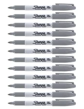 Sharpie Permanent Marker, Fine Point, Gray Ink, Pack Of 12 Markers