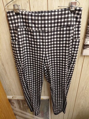 Live Well Lifestyle Pants Womens 18/20 Black White Checker Ankle Pull On Stretch