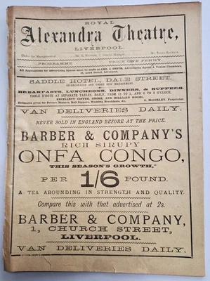 1888 Liverpool theatre programme Augustus Harris Opera Co Ella Russell 2 - Image 1 of 4