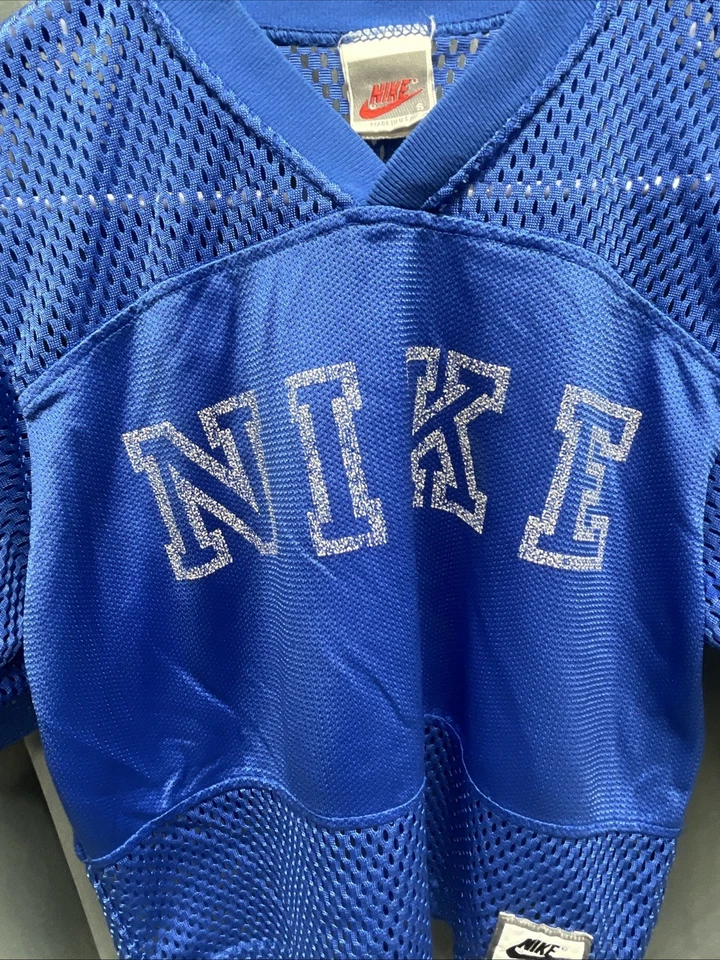 Vintage 80s 90s Nike Made In USA Gray Tag Swoosh Practice Jersey Size S Blue - Image 4 of 4