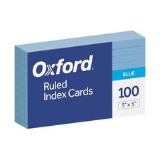 Oxford Ruled Color Index Cards 3" x 5" Blue 100 Per Pack 7321 BLU