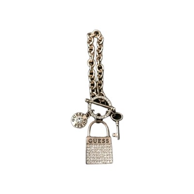 Guess Modeschmuck, roségoldfarbenes Bettelarmband mit Schloss und Schlüssel