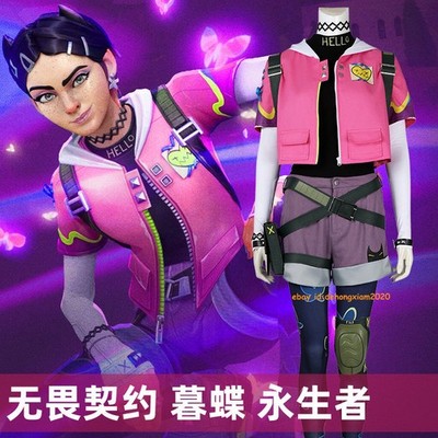 Game VALORANT Clove Cosplay Costume Outfit Women Dress Suit Backpack Full Set