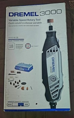 Dremel 3000-N/18 Variable Speed Rotary Tool, 18 Accessories *Open Box 