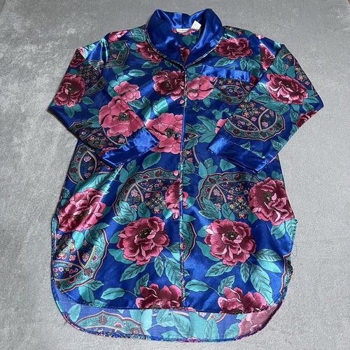 Camisón vintage de satén Kathryn para mujer mediano floral femenino con botones años 80 90 - Imagen 1 de 5