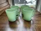 Set Lot (4) Vintage Fire King Jadeite D Handle Oven Ware Coffee Cups