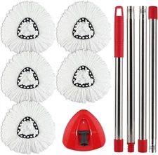 Spin Mop Handle,Head,Base Replacement Compatible with Head Kit 