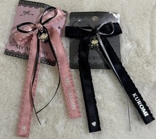 My Melody  Kuromi Midnight Melokuro Ribbon Hair Clips Japan NWT 2021 Rare
