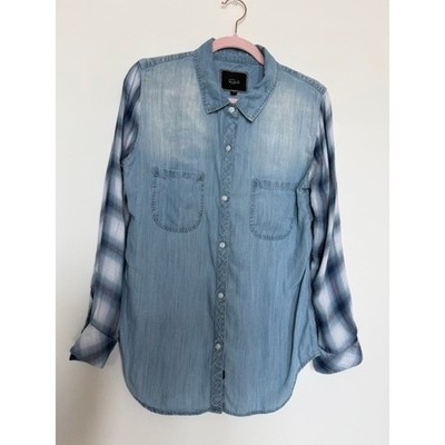 Rails Harper Chambray & Plaid Button Down Shirt | Size Medium