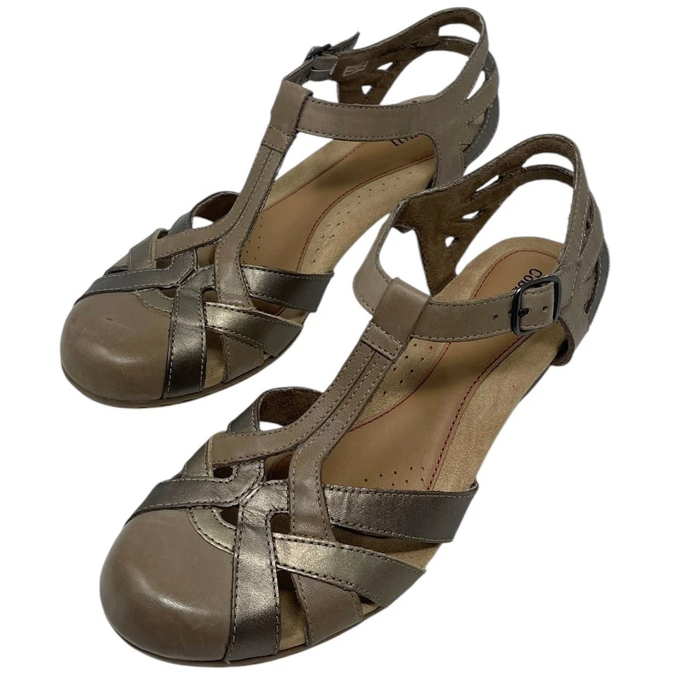 Rockport Cobb Hill “Aubrey” Sandal Women’s 10M Brown Leather T-Strap Mary Jane - Image 4 of 4