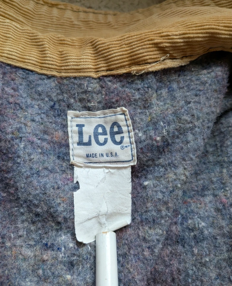 Vintage 70s 80s Lee Blanket Lined Denim Chore Coat Jacket Corduroy collar - Image 2 of 4