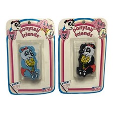 American Innovations Ponytail Friends Hair Clips Blue Black Bear Flowers