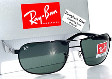 NEW Ray Ban Shiny Black UV PROTECTION G-15 Green Lens Sunglass RB3492 002