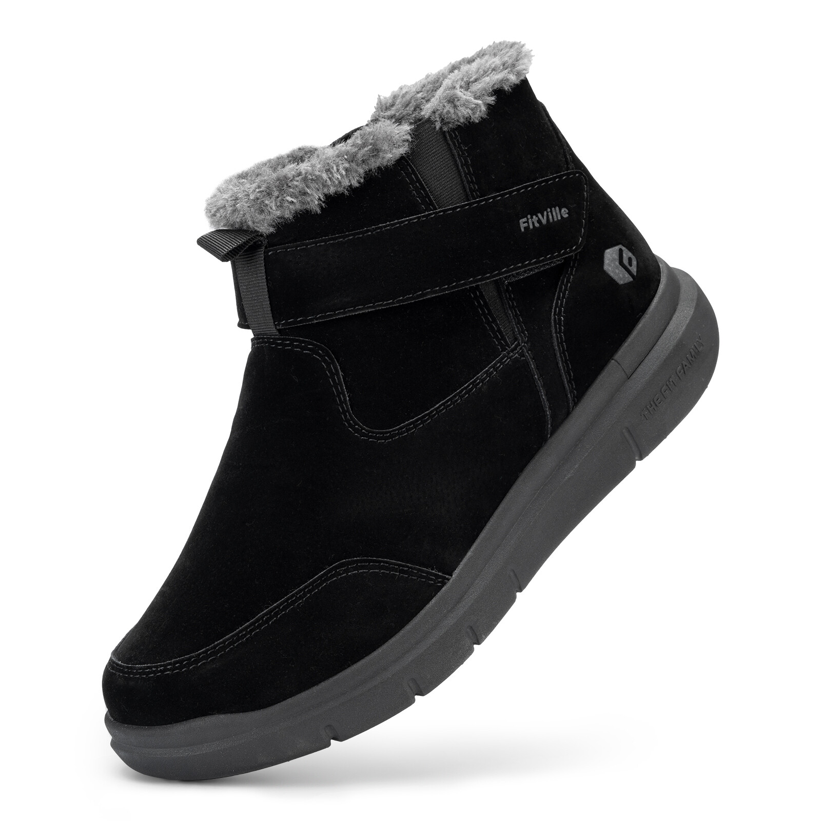 FitVille Men's Winter Boots Wide Fit Fleece Lined Ankle Snow Boots