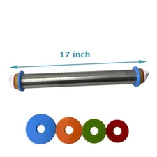 Pizza Burger Dough Stainless Steel Rolling Pin with 4 Removable Rings 17"