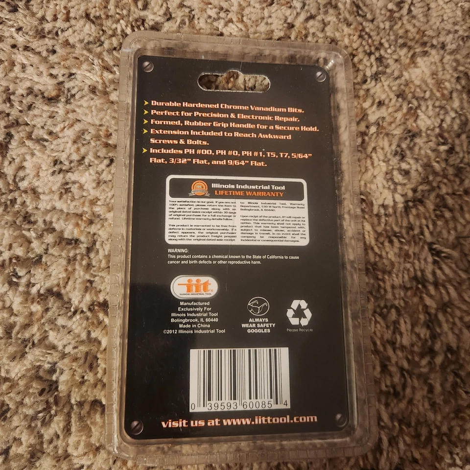 Illinois Industrial Tool Percision Bit Driver Set 10 Pc 60085 NIB - Image 2 of 2