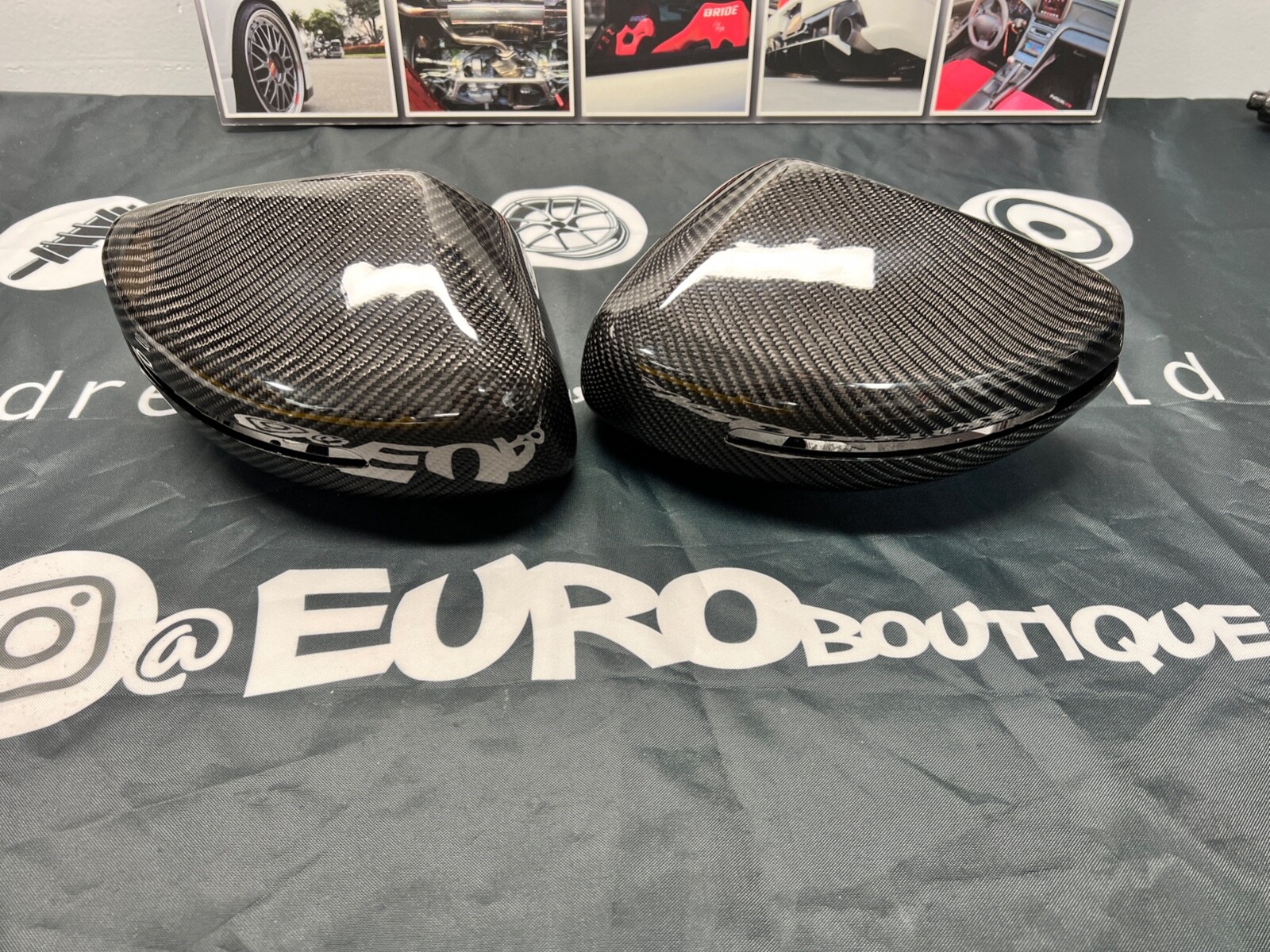 Audi R8 Carbon Fiber Side Mirror Cap Replacements for Gen 1 R8