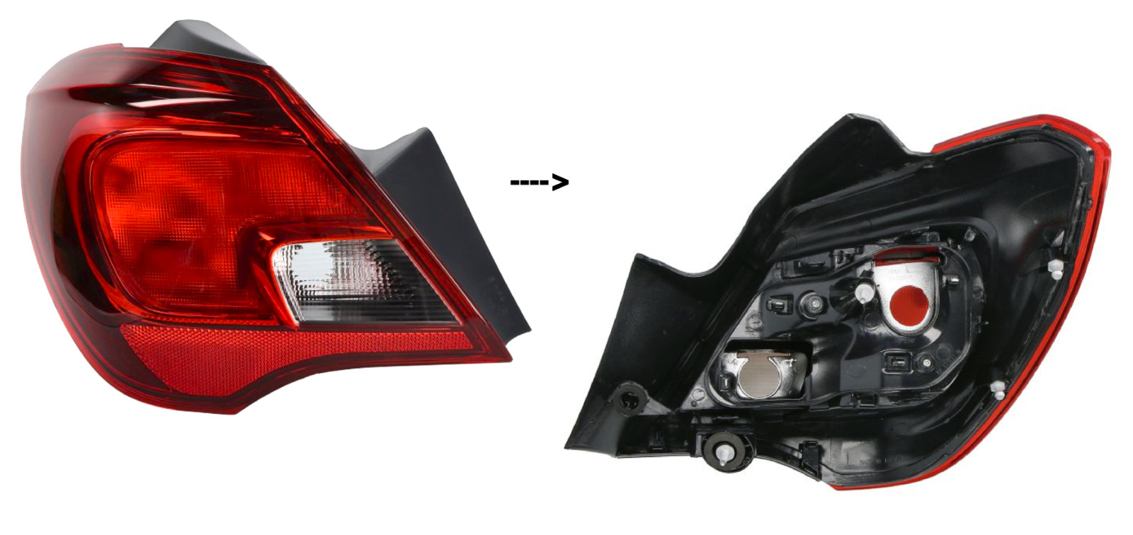 Feu arriere gauche Opel Corsa E exterieur pour controle technique auto 5 portes