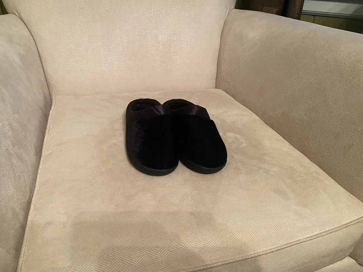 Isotoner Secret Sole Arch Contour Black Brushed Velvet Slipper
