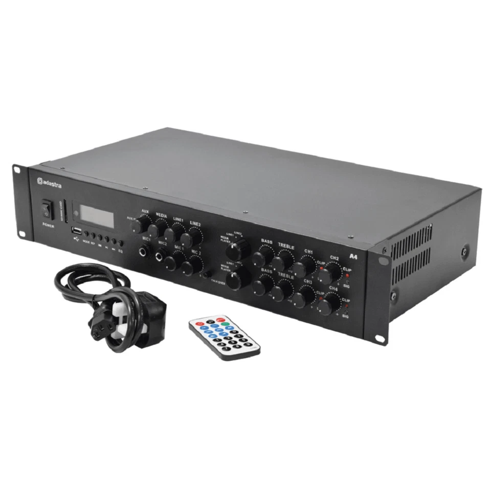 Adastra A4 4 Channel Stereo PA Amplifier, 4x 200W, 4Ohm with Bluetooth - Image 3 of 3