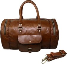Luggage Duffel Slim Bag New Men's Brown Vintage Genuine Leather Goat hide Travel